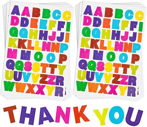 20 Sheets Alphabet Letter Stickers 10 Colors Self Adhesive Sticker Colorful PU Material Convex Feeli | Amazon (US)
