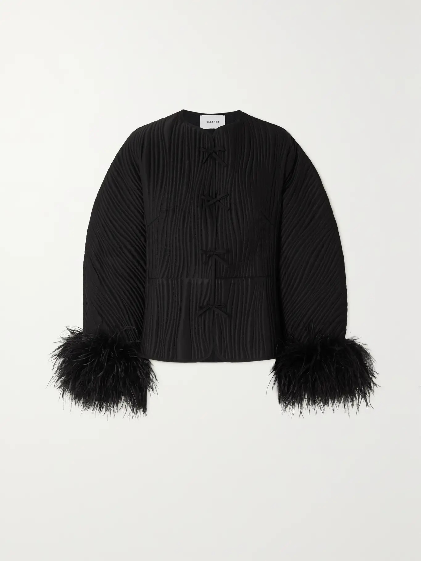 Hebao feather-trimmed cotton-blend blazer | NET-A-PORTER (UK & EU)