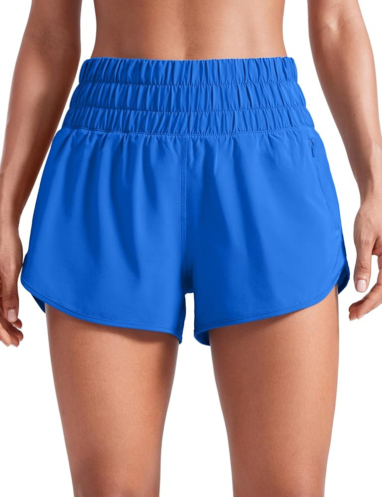 CRZ YOGA High Waisted Dolphin Running Shorts for Womens Mesh Liner for Gym Workout Athletic with ... | Amazon (US)