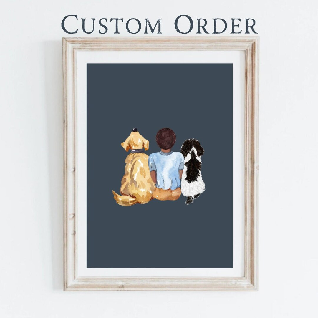 Custom dog and kid nursery print. Dog and boy. Dog and girl. Dog digital download. Boy Nursery. G... | Etsy (US)