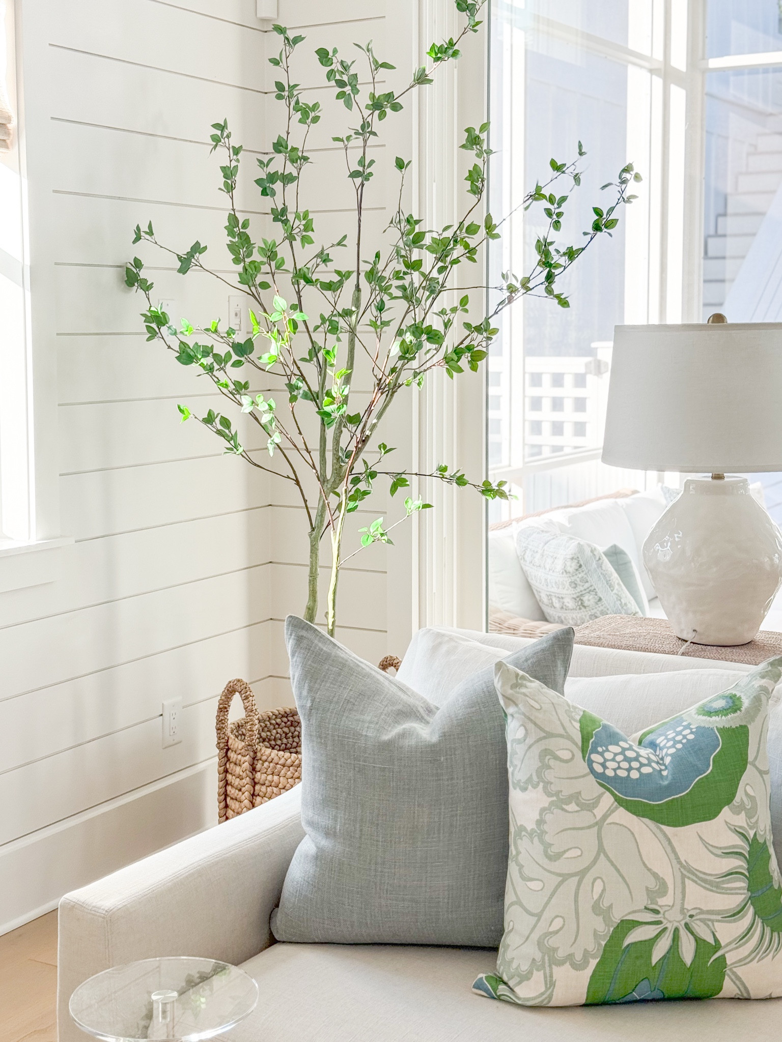 A fun little update that I plan to share a video of on my Instagram this week: I ordered this 8′ citrus tree for the corner of our living room. After the holidays, it always feels so bare over here (and so white!), so I was looking for an affordable option to try. I’m really happy with this! The 8′ version is currently less expensive or the same price as several of the smaller sizes! I filmed a video because when the box arrives, you’ll definitely think “no way an 8′ tree is in there”. Ha! But this took me five minutes max to assemble and fluff. I still plan to play with it a bit more and need to find a basket that better fits it! I’m currently using the one that holds all of our sofa lumbar pillows. Also linking our sofa, throw pillows, rope console table and lamp.

#LTKHome #LTKSaleAlert #LTKSeasonal