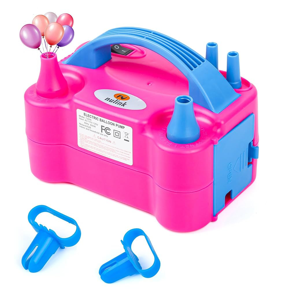 Electric Portable Dual Nozzle Balloon Blower Pump Inflation for Decoration, Party, Sport | Amazon (US)