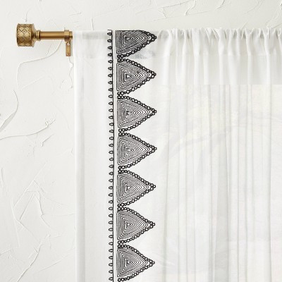 Diamond Border Light Filtering Curtain Panels White - Opalhouse™ designed with Jungalow™ | Target