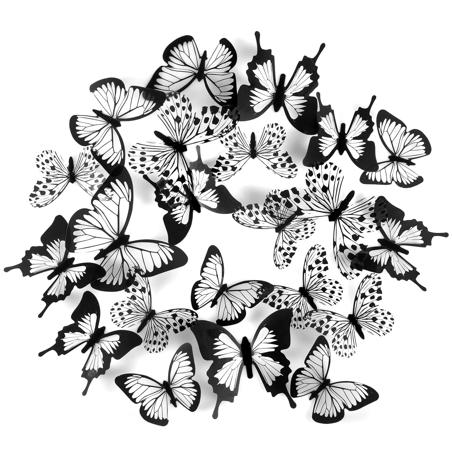24pcs 3D Butterfly Wall Stickers, Black White Butterfly Wall Decals Art Removable Mural Stickers ... | Amazon (UK)