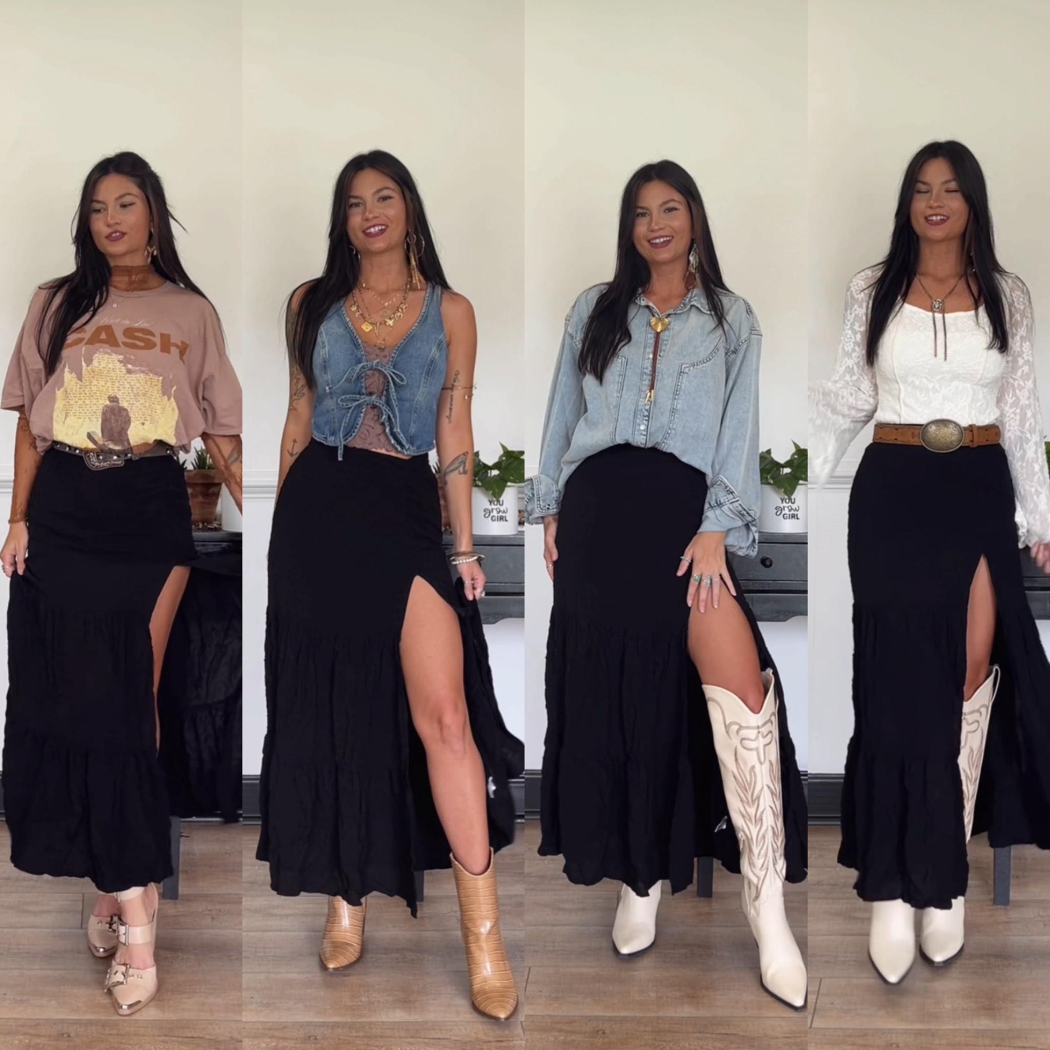 Black side slit skirt styled multiple ways! Modern yet modest! Code LORI to save on skirt!

Lace underskirt was found on Amazon so it’s linked in my storefront 🫶🏻

#LTKFallSale 

#LTKShoeCrush #LTKStyleTip