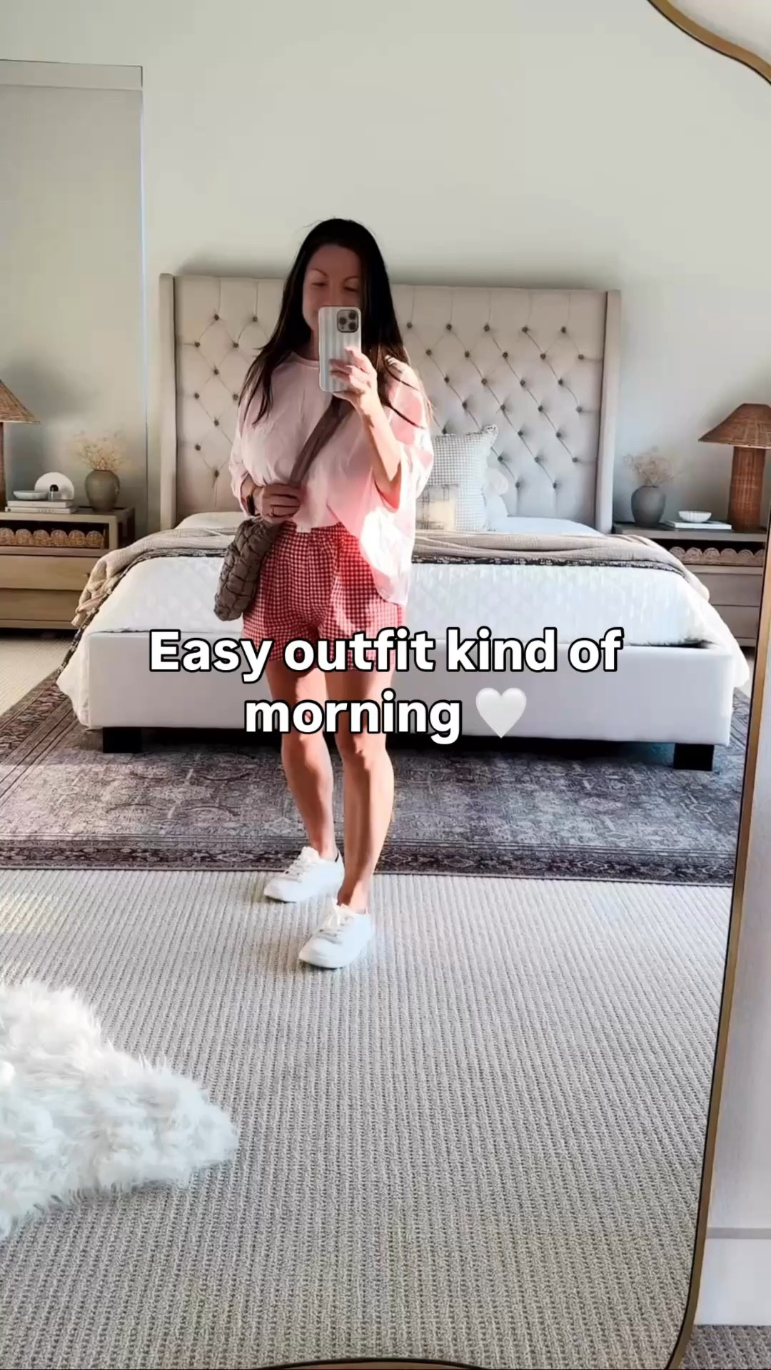 Easy outfit kind of morning 🤍 This is one of those casual looks I throw on when I want to feel comfortable but still put together. Spring outfit 2026. Lightweight oversized tee, easy pull-on gingham shorts, and my go-to white sneakers make this perfect for running errands, school drop offs, or just a simple everyday outfit. I’ve been reaching for this combo on repeat lately because it’s effortless but still looks styled. Follow me on LTK for daily outfit ideas, Amazon finds, and easy everyday style inspiration.

#LTKPetite #LTKvlog #LTKootd