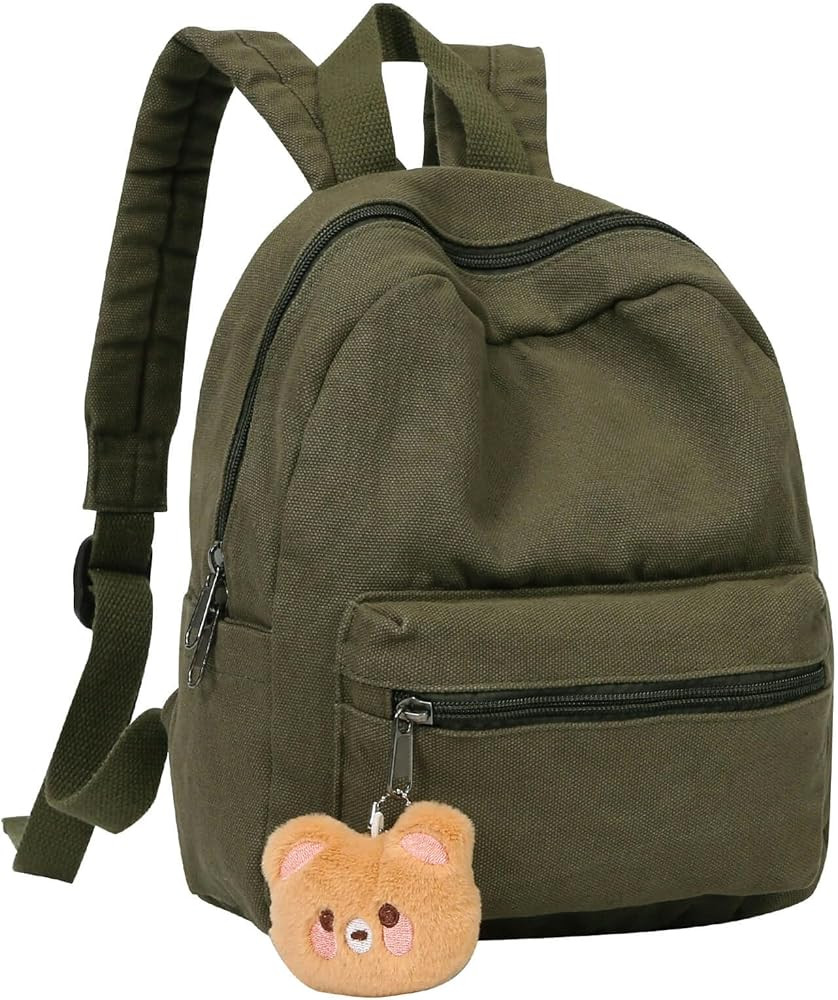 Phaoullzon Girls Mini Backpack Purse for Boy Kids Teens Canvas Small Backpacks with Bear Pendant,... | Amazon (US)