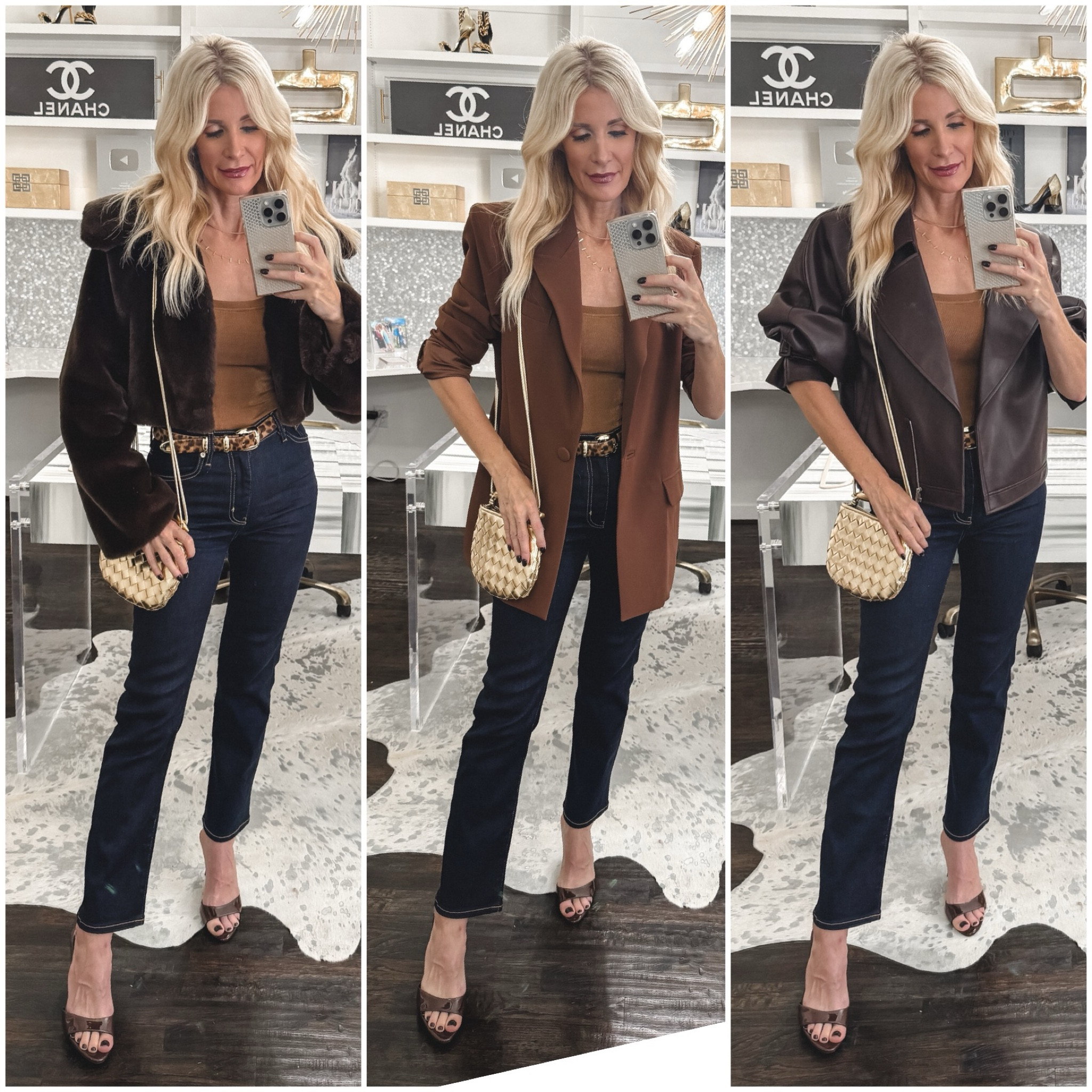 Trending now >> DARK DENIM and these high-waisted straight leg jeans by Frame are perfection! I love the camel stitching, the fit is impeccable, and they have just the right amount of stretch! They run tts, I’m wearing a size 24. 

How would you style them? 
With a blazer, leather jacket, or faux fur jacket? 

#LTKStyleTip #LTKOver40 #LTKFindsUnder100