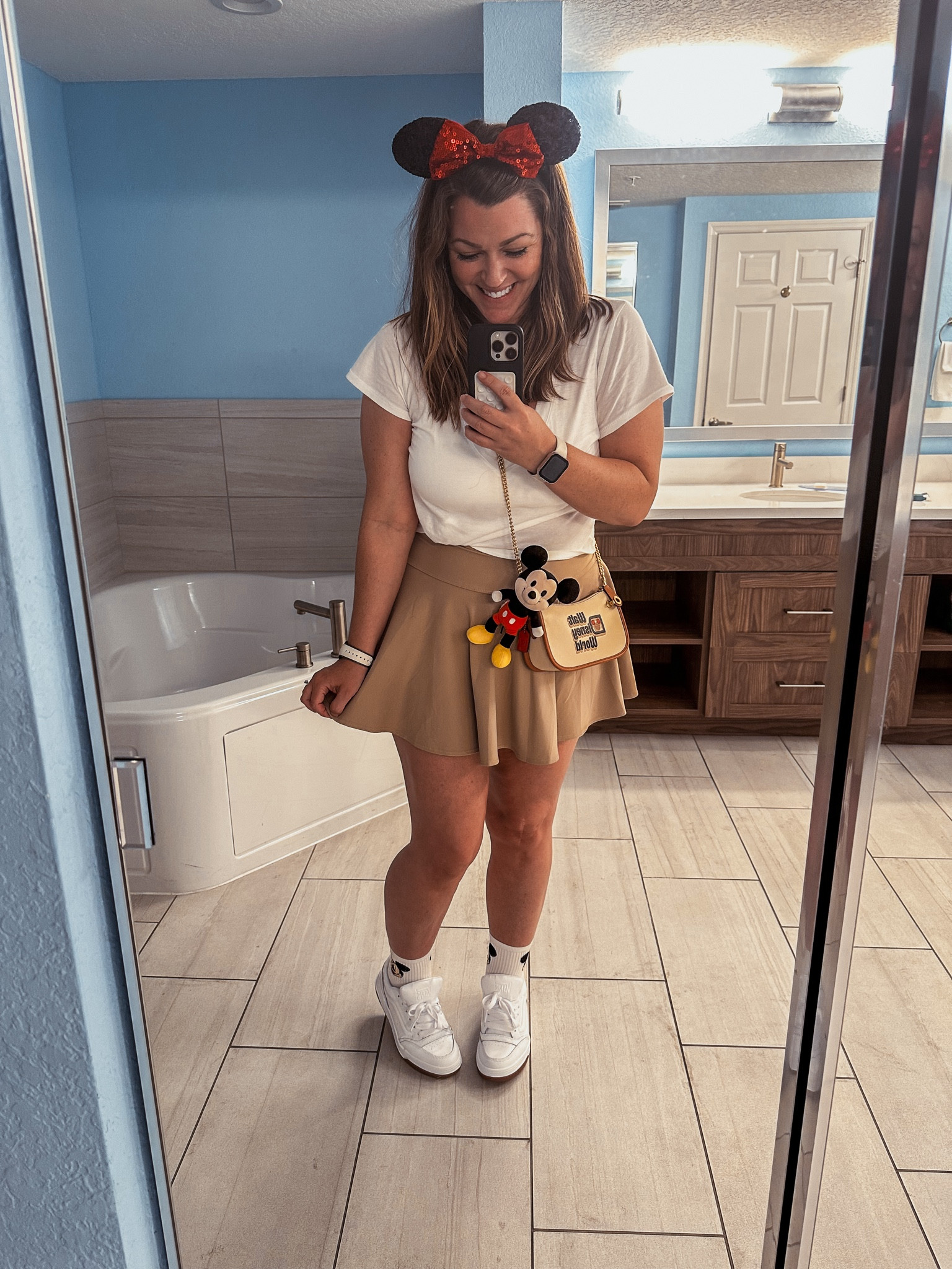 Disney Outfit! ❤️🖤
Top: M
Skirt: L (built in shorts!)
Athletic skirt, white sneakers, Mickey socks


#LTKMidsize #LTKStyleTip #LTKOver40