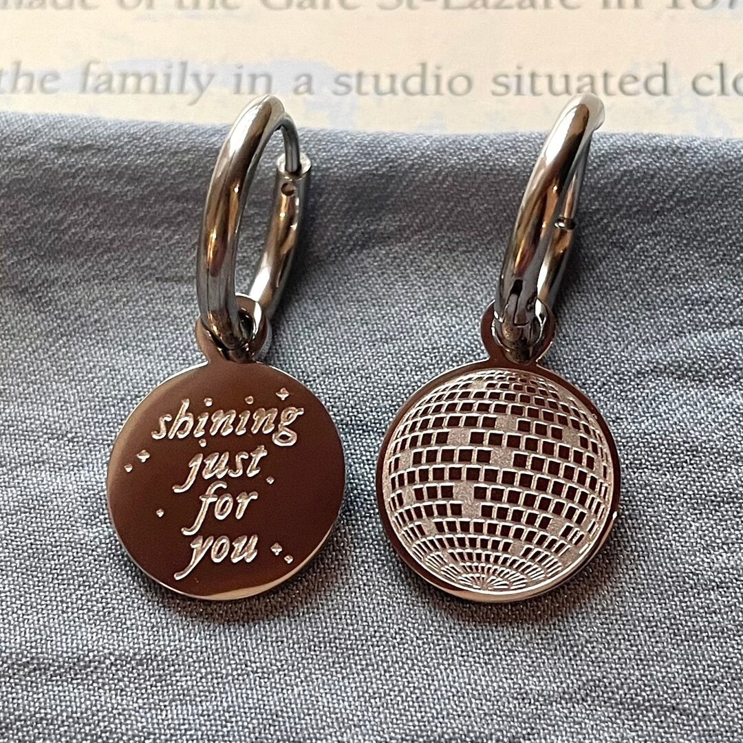 Shining Mirrorball Earrings - Reversible Engraved Circle Mini Hoop Earrings | Etsy (US)