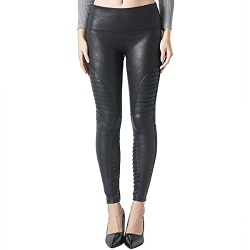 MCEDAR High Elasticity Faux Leather Moto Legging for Women(Black Z, S) | Amazon (US)