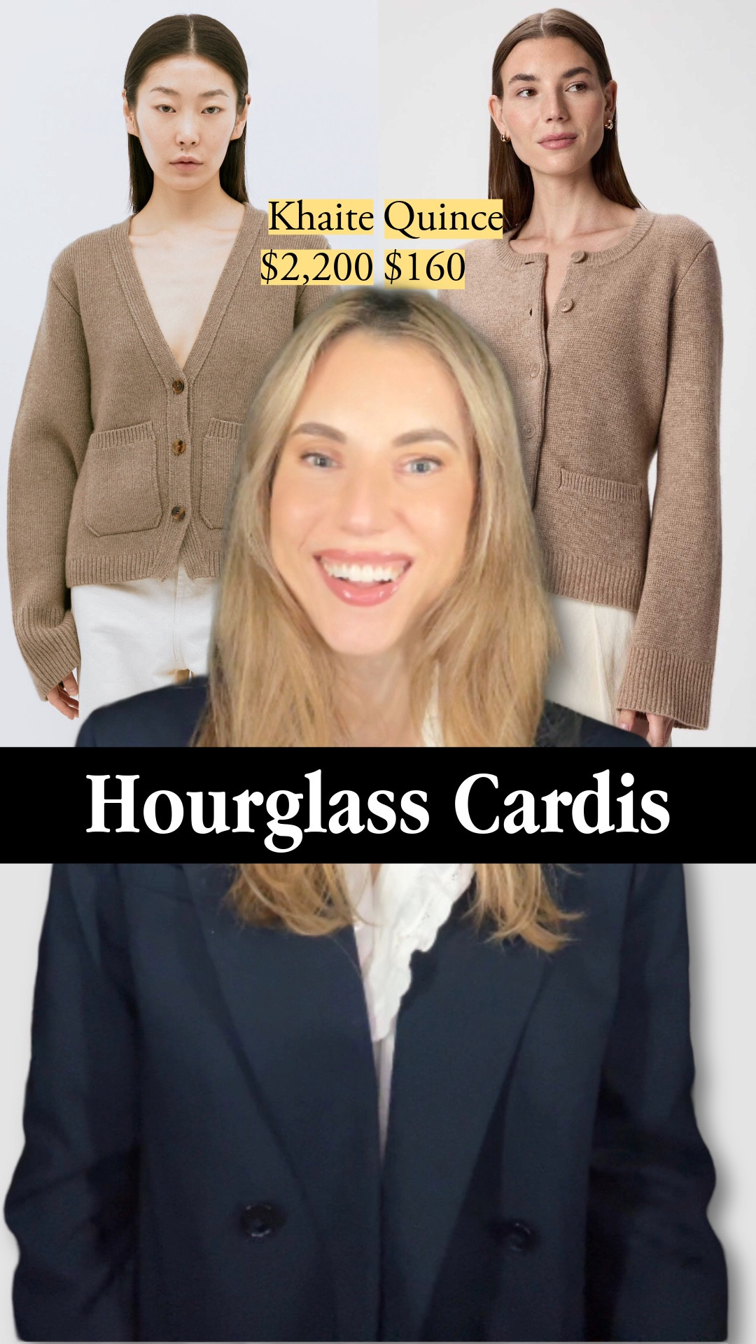 Structured cardigans with that perfect hourglass silhouette – from Quince’s buttery cashmere at $160 to J.Crew’s breathable wool to a body-skimming Goldie option. I'm showing you what makes the silhouette work: double-faced knit construction, strategic fit, button plackets that stay put, and trim that holds its shape. The Quince is true to size. I have it in my usual small 🧶 hourglass cardigan | fall sweaters | Khaite style | affordable luxury | fall capsule style


#LTKSeasonal #LTKWorkwear #LTKStyleTip