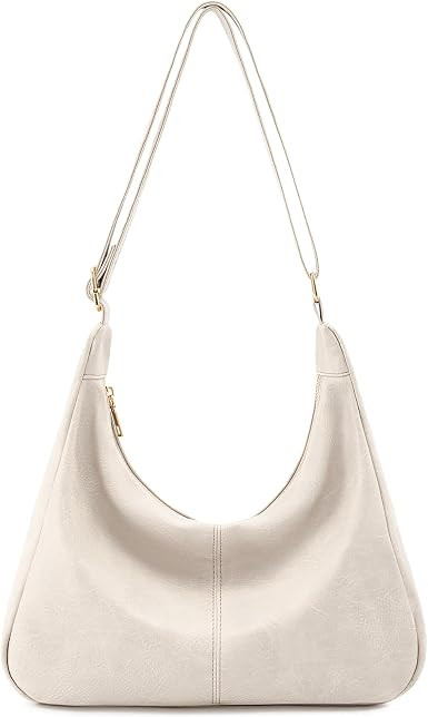 Hobo Bags for Women Foldable Vegan Leather Shoulder Handbag Slouchy Tote Crossbody Purses | Amazon (US)
