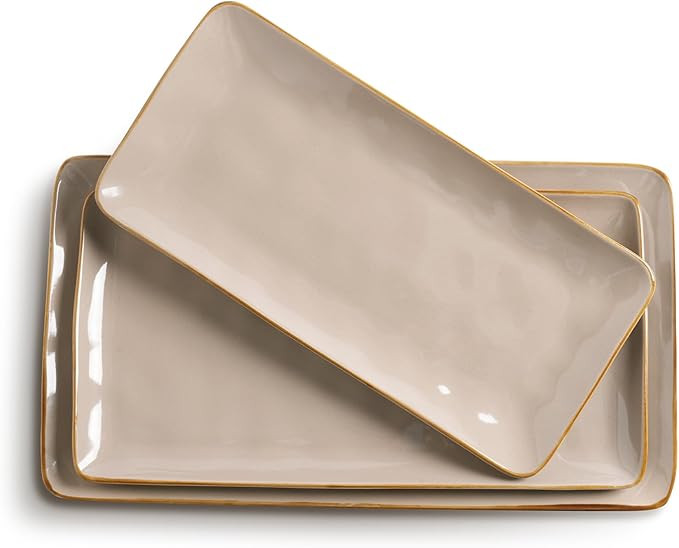 famiware Serving Platter, Rectangular 15.67/14.1/12.6 inch Serving Dishes for Entertaining, Micro... | Amazon (US)