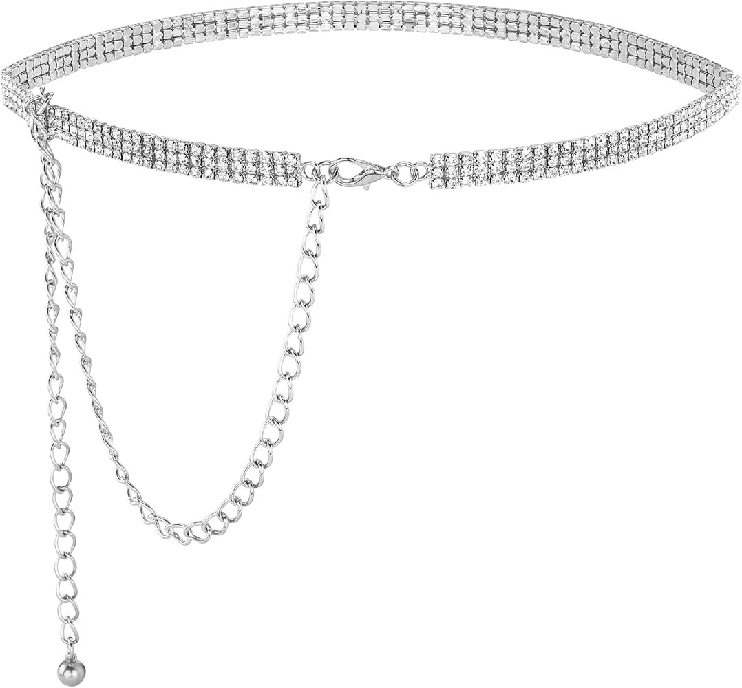 Mode Glitzer Strassgürtel Glänzende Strass Taillenkette Kettengürtel Taillengürtel Silber Hü... | Amazon (DE)