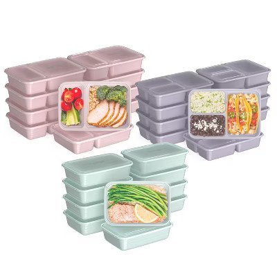 Bentgo Meal Prep Kit, 1, 2, & 3-Compartment Containers, Microwavable - Floral Pastels - 60pc | Target