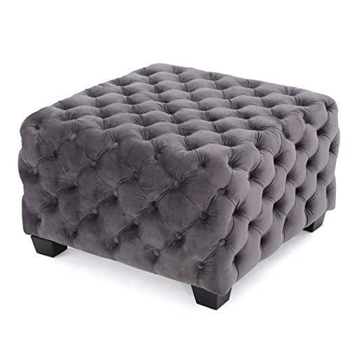Christopher Knight Home Jaymee Velvet Ottoman, Grey | Amazon (US)