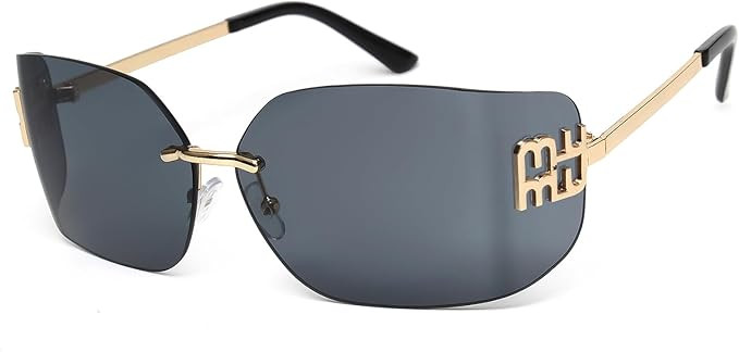 KENBO Futuristic Rimless Y2K Sunglasses for Women Men Fashion Wrap Around Frame Trendy Shield Fra... | Amazon (US)