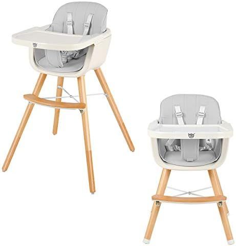 Amazon.com : BABY JOY Convertible Baby High Chair, 3 in 1 Wooden Highchair/Booster/Chair with Rem... | Amazon (US)
