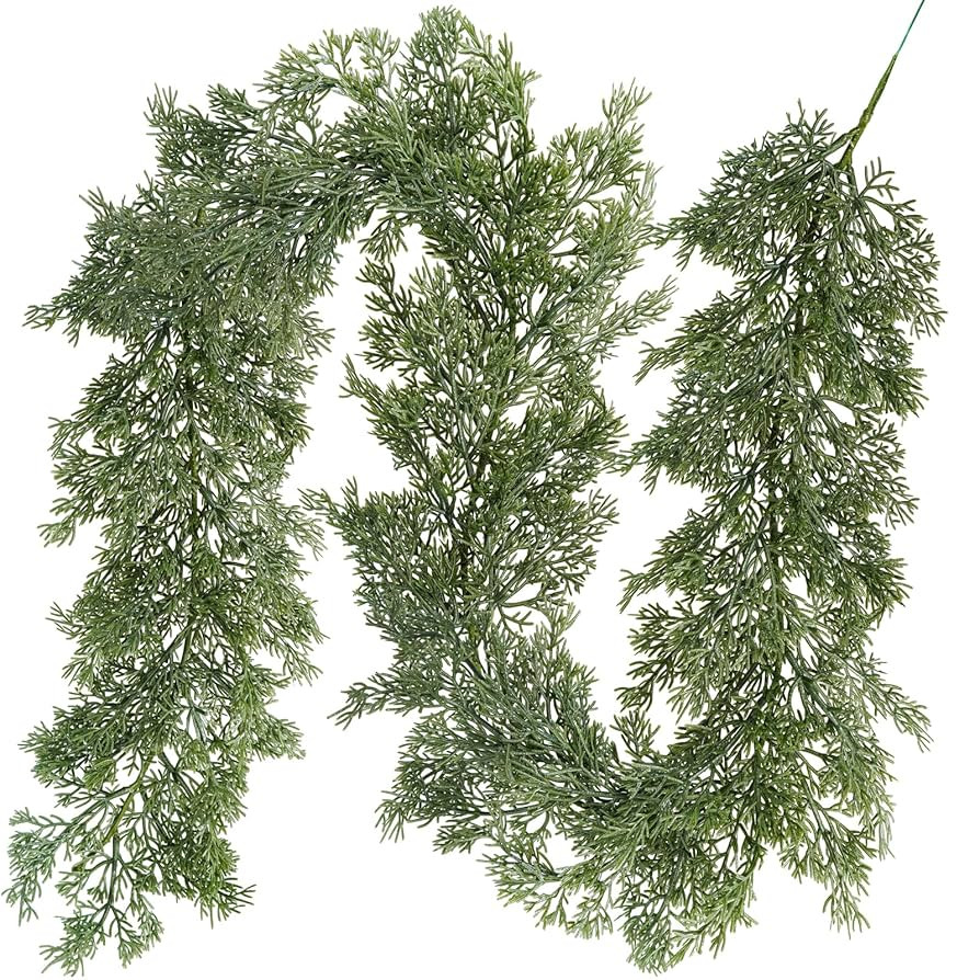 Winlyn Christmas Artificial Cedar Pine Greenery - 5.2 Ft Cypress Garland for Home Holiday Decor S... | Amazon (US)