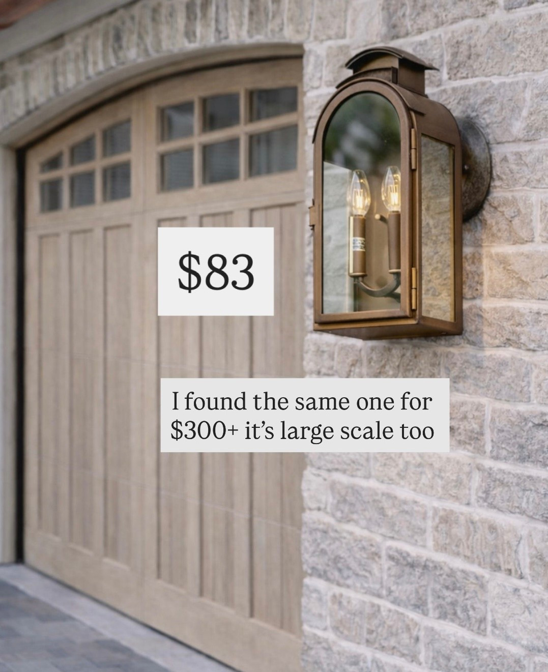 I love this outdoor light. It’s also larger scale. It’s 18 inches tall. It’s such a good price on sale and featured for Presidents’ Day brass outdoor lantern, outdoor wall sconces, I did find the same one for three to $500. I would run for this.

#LTKHome #LTKSaleAlert