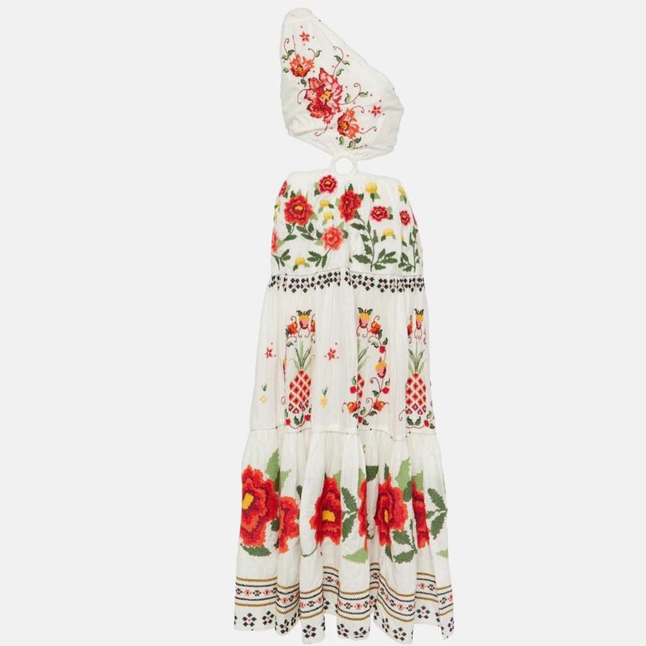 Farm Rio Women's A-line Dress - Multi/White - S | Depop US