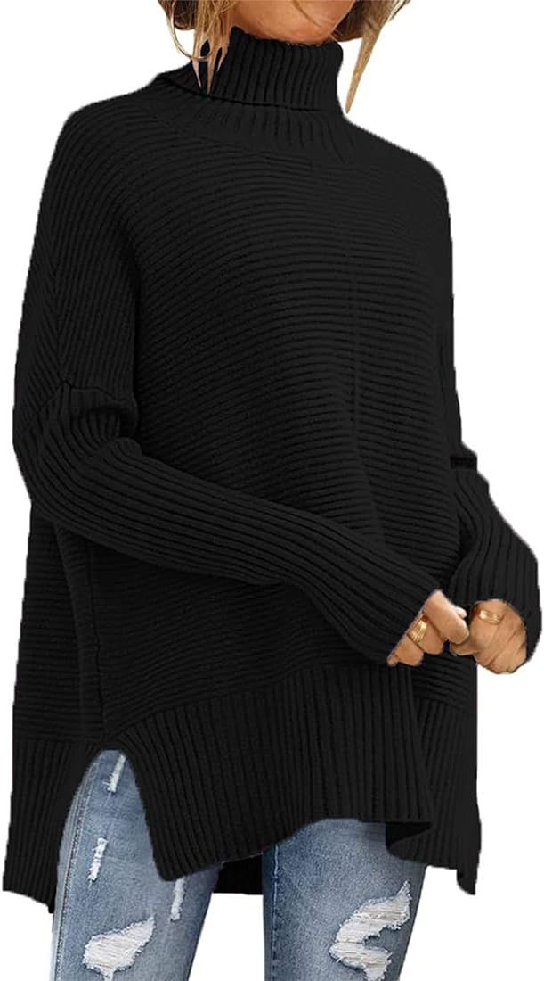 PRETTYGARDEN Women's 2023 Oversized Turtleneck Sweater Casual Long Sleeve Chunky Knit Pullover Wi... | Amazon (US)