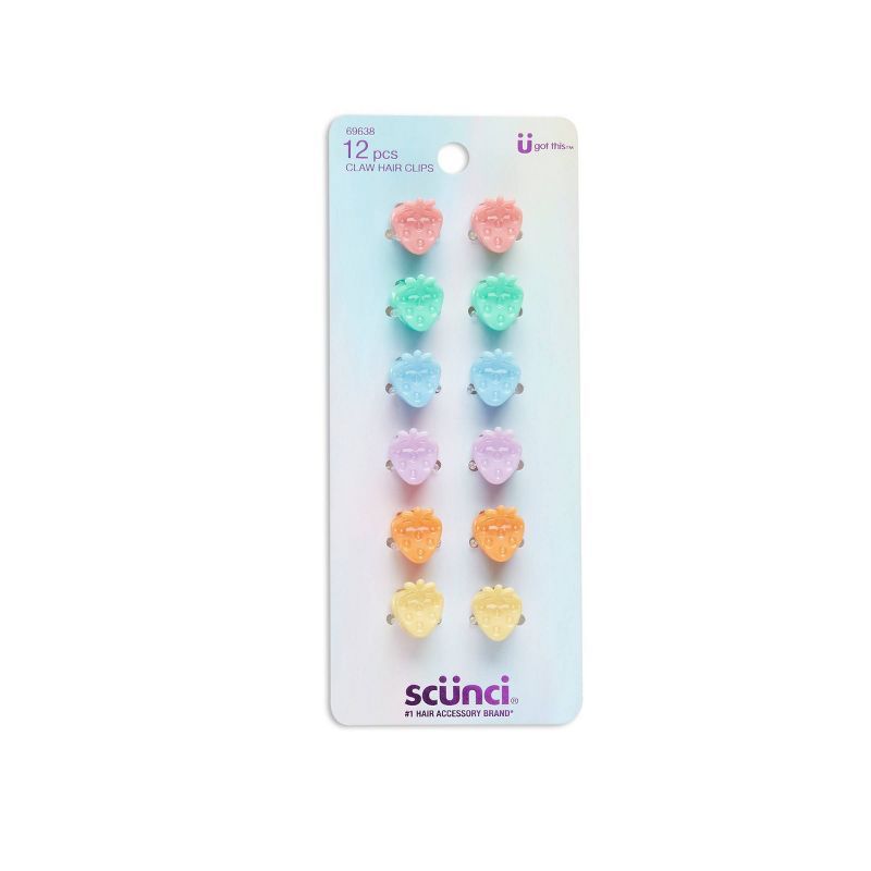 scunci Tween Strawberry Jaw Hair Clips - 12ct | Target