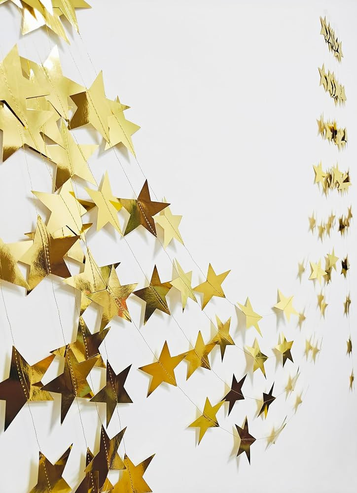 4-Pack Star Garland, Glitter Gold Star Garland Banner, Graduation Decorations 2026, Twinkle Twink... | Amazon (US)