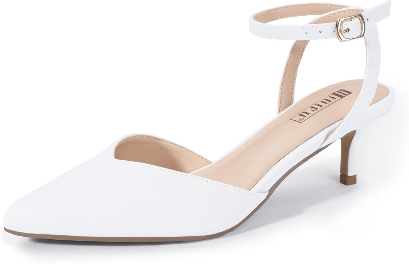 IDIFU IN2 Women's Pumps Closed Toe Kitten Heels Slingback Low Pointed Toe Short Ankle Strap Heels... | Amazon (US)