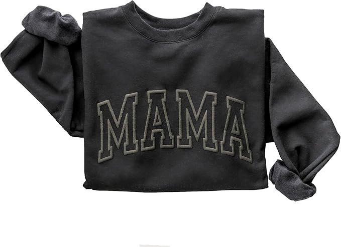 Embossed Mama Sweatshirt - Mom Sweatshirt Custom Gift For Wife For Mom Black | Amazon (US)