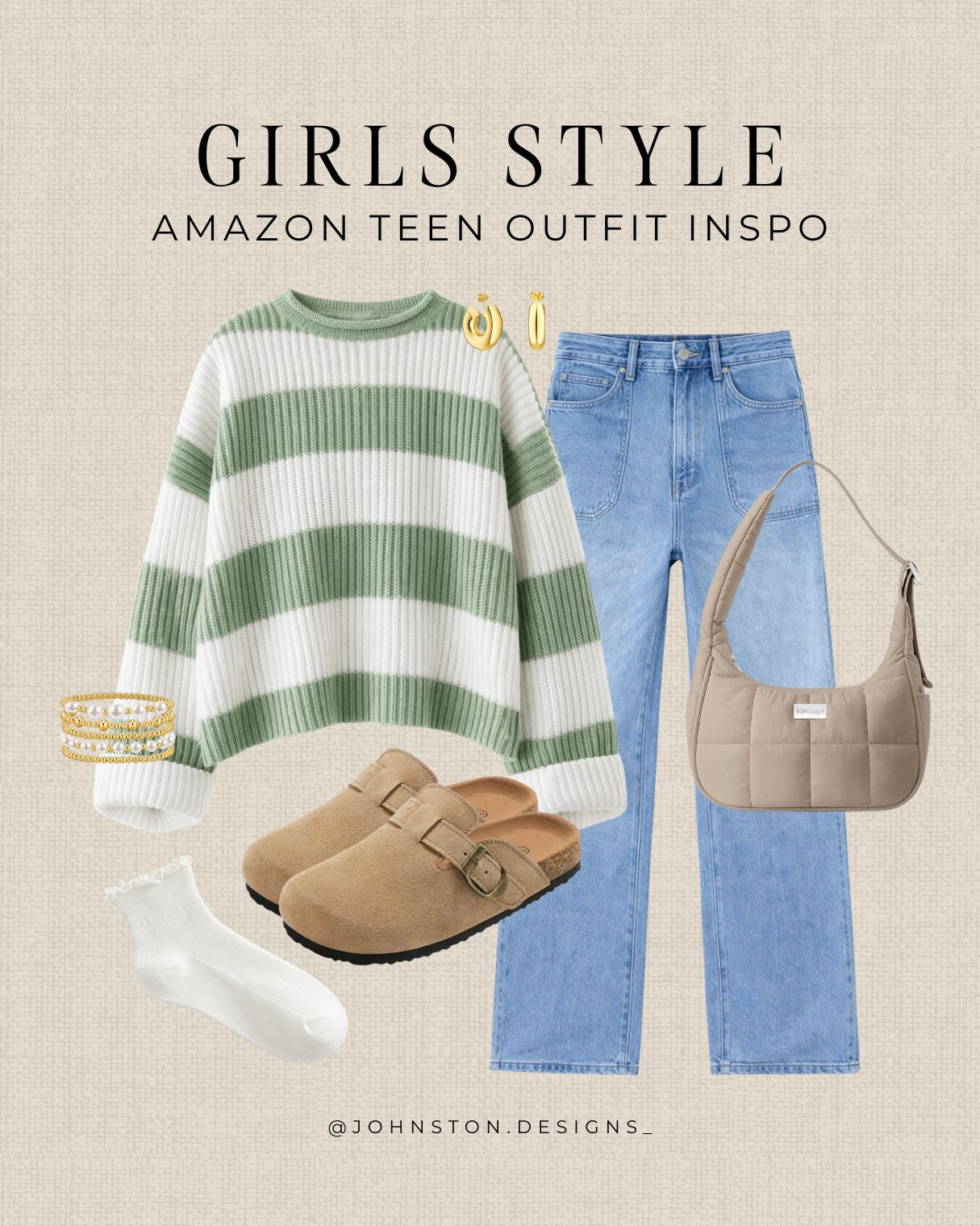 Affordable and stylish girls fashion finds from Amazon! Casual outfit inspo, baggy jeans, sweater, clog look for less, high sock, school outfit, tween, teen girl, Amazon style. 

 #LTKFindsUnder50 #LTKKids