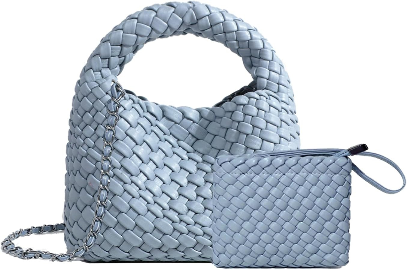 JINMANXUE Fashion Mini Handbag For Women, Woven Tote Bucket Composite Bag Knitting Chain Bags, Cr... | Amazon (US)