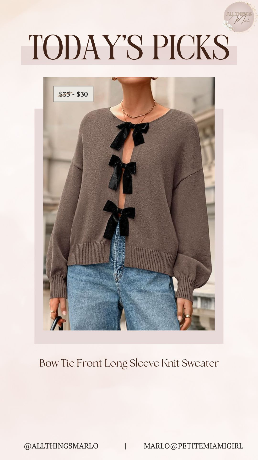 Bow Tie Front Long Sleeve Knit Sweater 

 #LTKSeasonal #LTKSaleAlert #LTKStyleTip