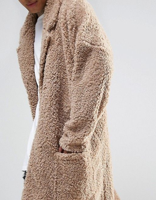 ASOS – Extremer Oversize-Duster-Mantel aus Teddyfell in Beige | Asos DE