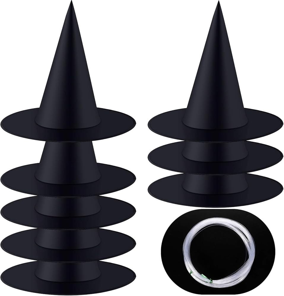 SATINIOR 8 Pieces Halloween Decoration Witch Hat Hanging Witch Hat Decor with 118.1 Feet Hanging Rop | Amazon (US)