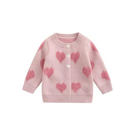 Genuiskids Newborn Baby Girls Heart Sweater Button Knitted Sweater Cardigan Infant Fall Cardigan Jac | Walmart (US)