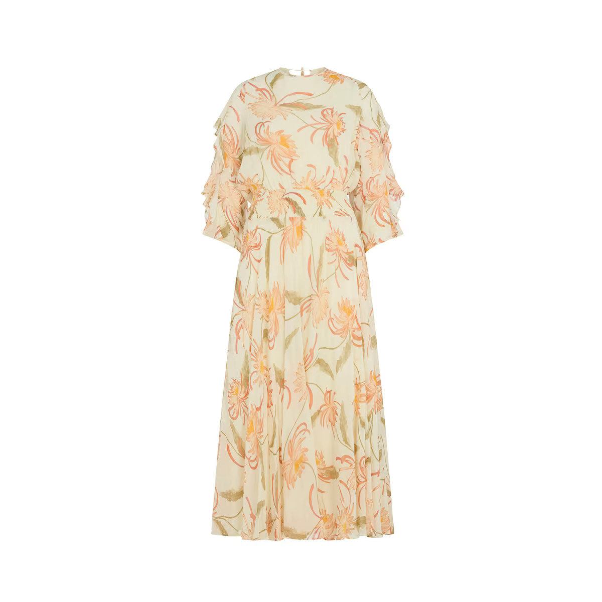 Mia Moonflower Midi Dress In Cream | Wolf & Badger