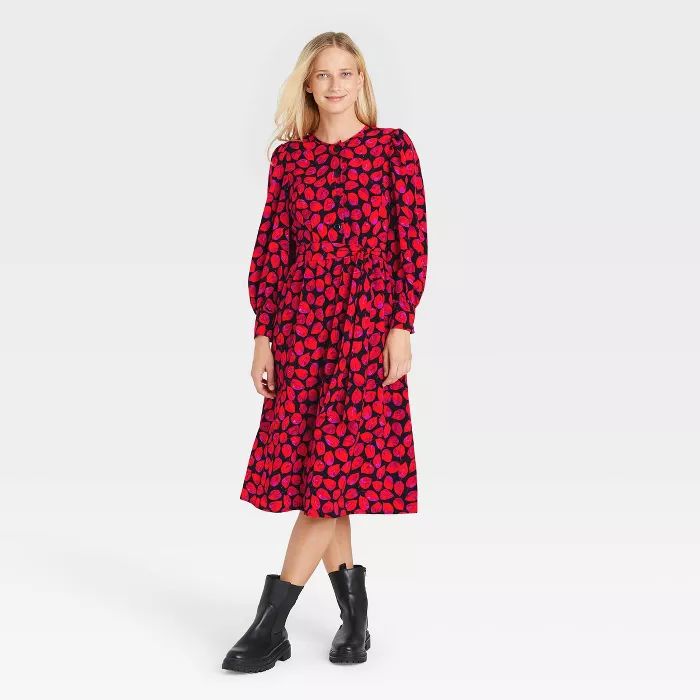 Women's Long Sleeve Bold Button Dress - Who What Wear™ | Target