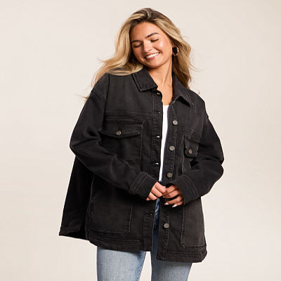 Oversized Denim Stretch Shacket | Buckle
