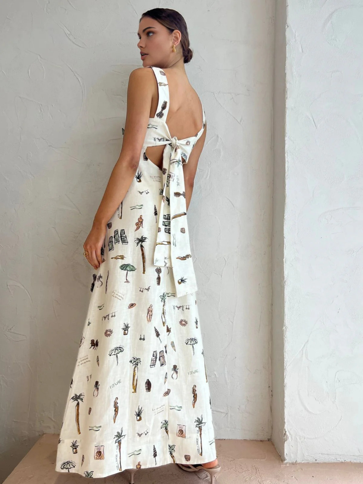 Tropical Print Knotted Long Dress | Commense