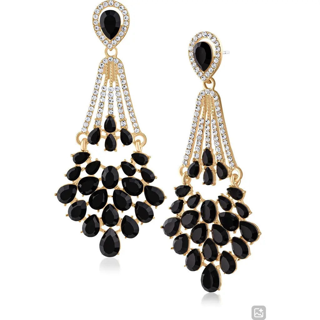 JARDIN Crystal Statement Drop Earrings (Nordstrom Exclusive) in Black/Clear Gold at Nordstrom Rack | Nordstrom Rack