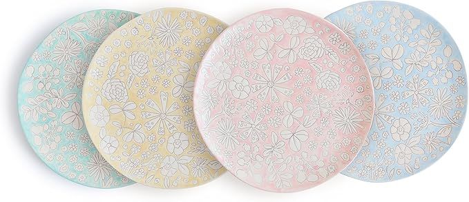 Dorotea Hand Painted Salad Plate, 8-Inch, Set of 4, Assorted - | Amazon (US)