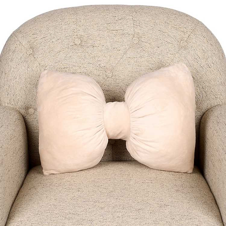 Cream Velvet Bow Shaped Pillow | Kirklands Home | Kirklands