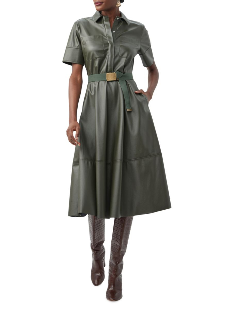 Misola Faux-Leather Short-Sleeve Midi-Dress | Saks Fifth Avenue
