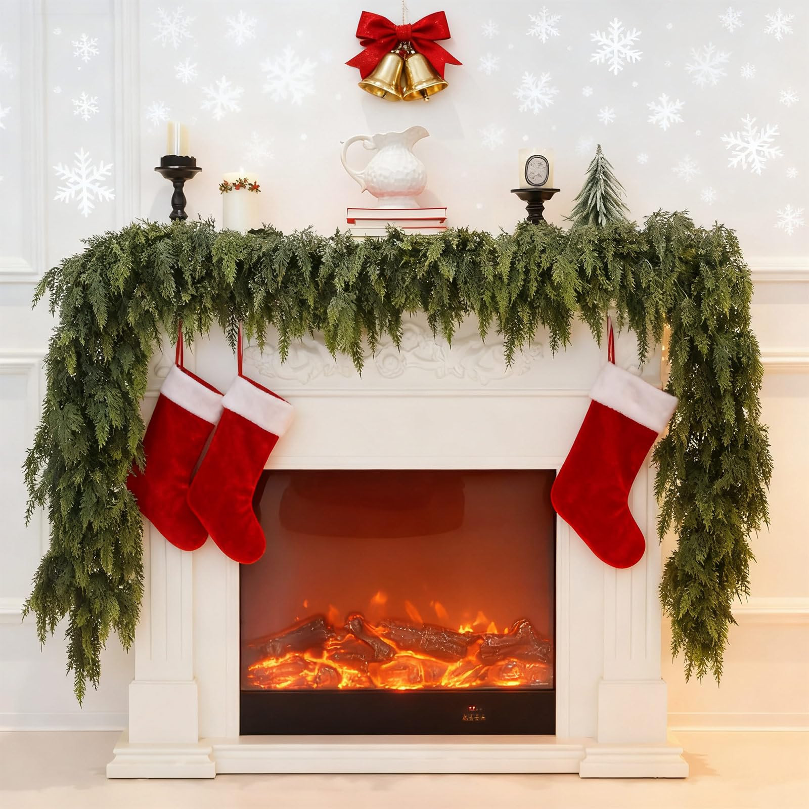 6 FT Real Touch Cedar Garland, Green Artificial Christmas Garland, Thickned Realistic Greenery Pi... | Amazon (UK)