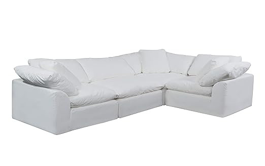 Sunset Trading Cloud Puff 4 Piece Modular Performance White Sectional Slipcovered Sofa, | Amazon (US)
