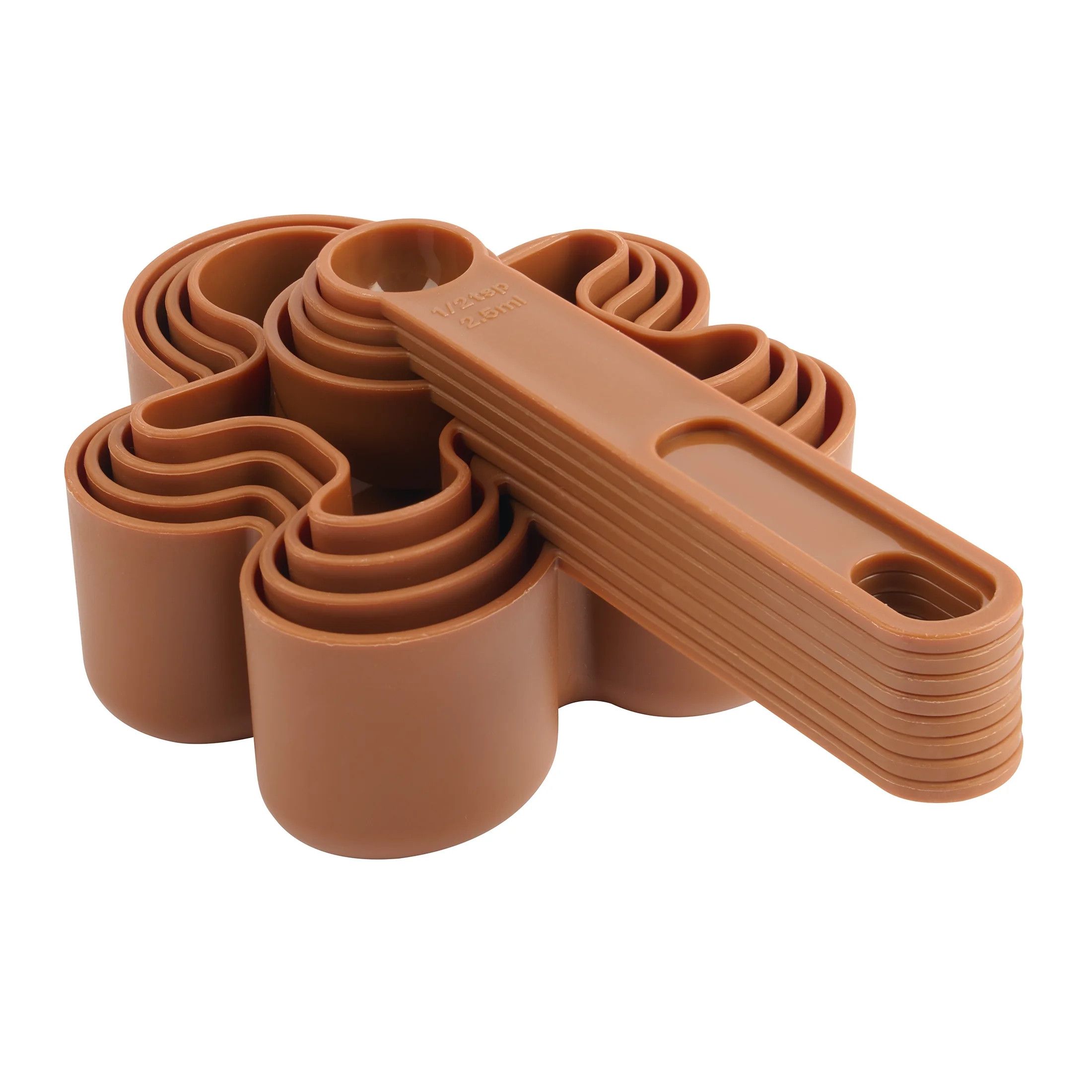 Holiday Time 8 Piece Snap-Locking Measuring Cup and Spoon Set, Gingerbread Cookie Shaped, Brown: | Walmart (US)