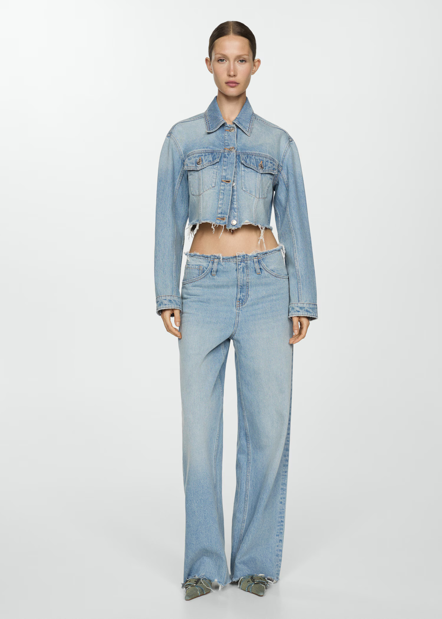 Denim jacket with frayed hem - Women | MANGO USA | Mango (US/MX/AU)