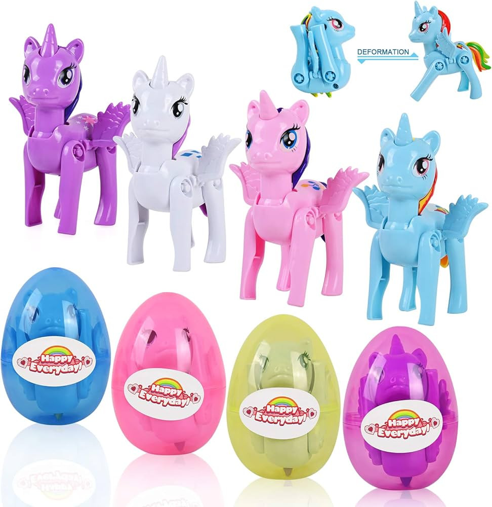 Unicorn Toys Age 2-9, 4 Pcs Easter Egg Basket Stuffers for Girls Boys Birthday Christmas Party ... | Amazon (US)